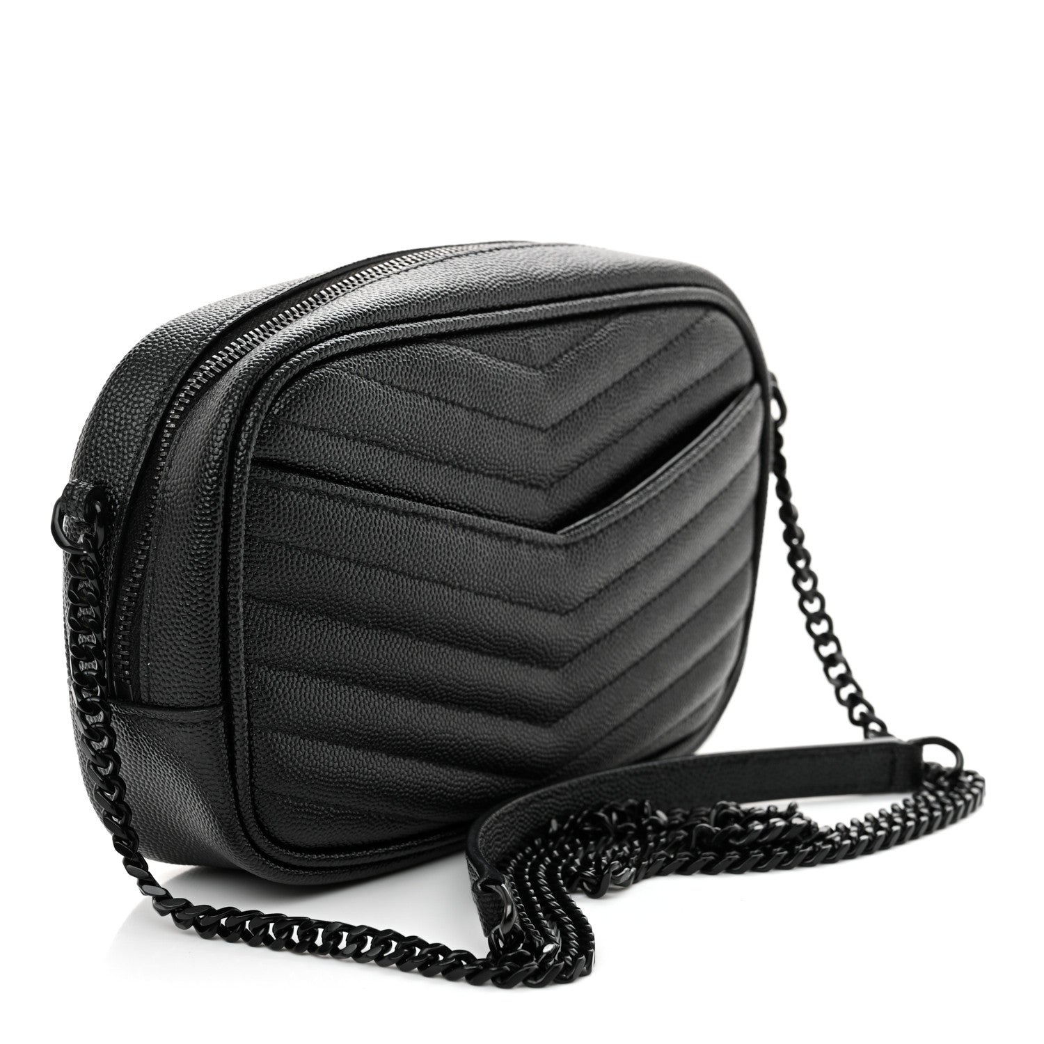 Saint Laurent Grain De Poudre Matelasse Monochrome Monogram Mini Lou Camera Bag Black 3 of 10