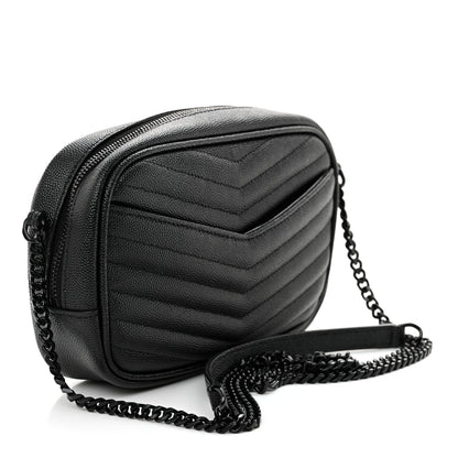 Saint Laurent Grain De Poudre Matelasse Monochrome Monogram Mini Lou Camera Bag Black 3 of 10
