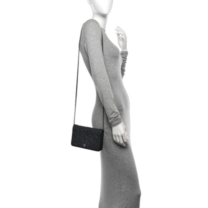 Chanel Lambskin Camellia Studded Wallet on Chain WOC Grey 2 of 16