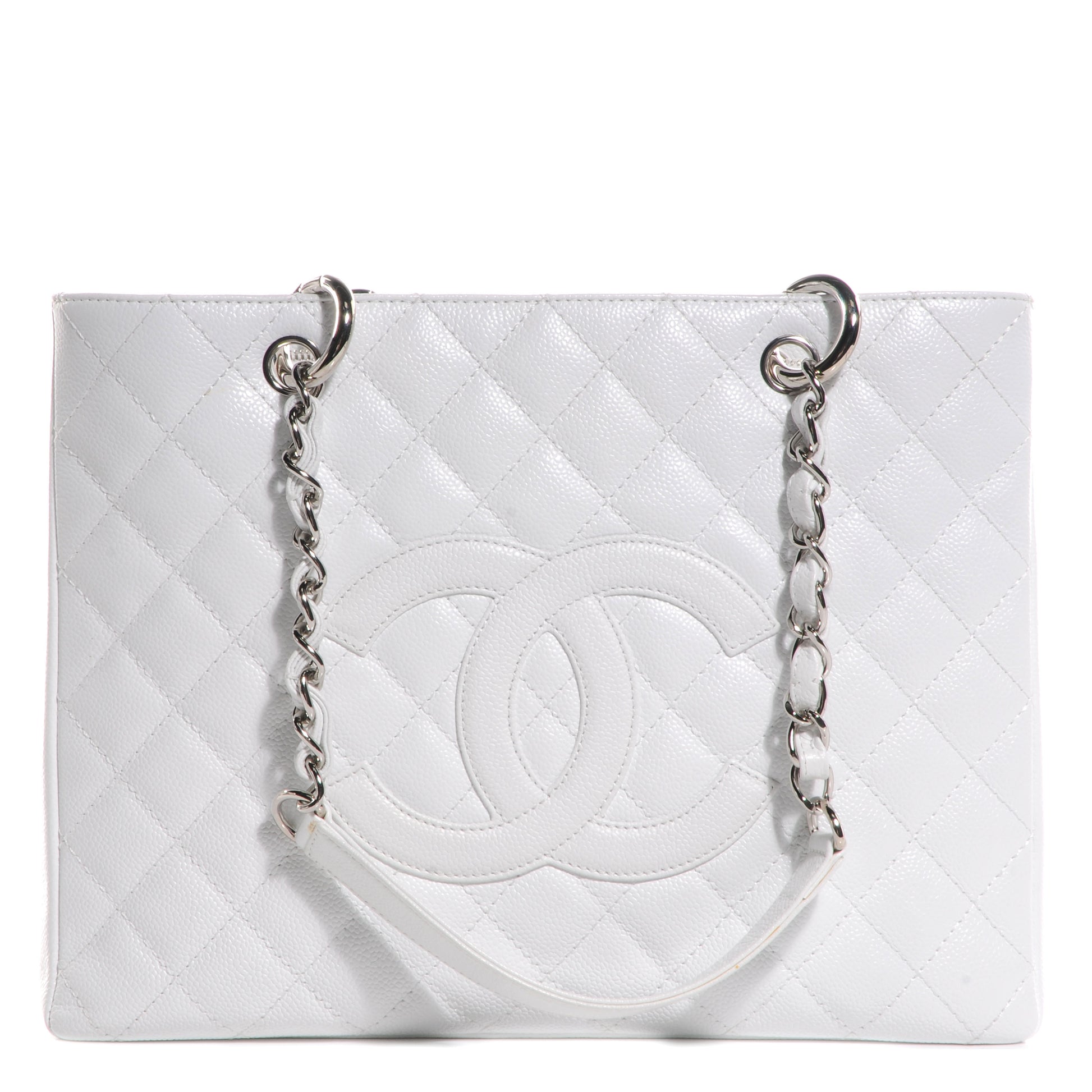Chanel Caviar Quilted Grand Shopping Tote GST White 1 of 8