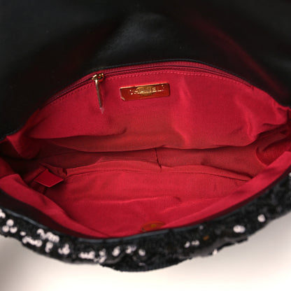 Chanel Sequin Quilted Large Chanel 19 Flap Black 5 of 9