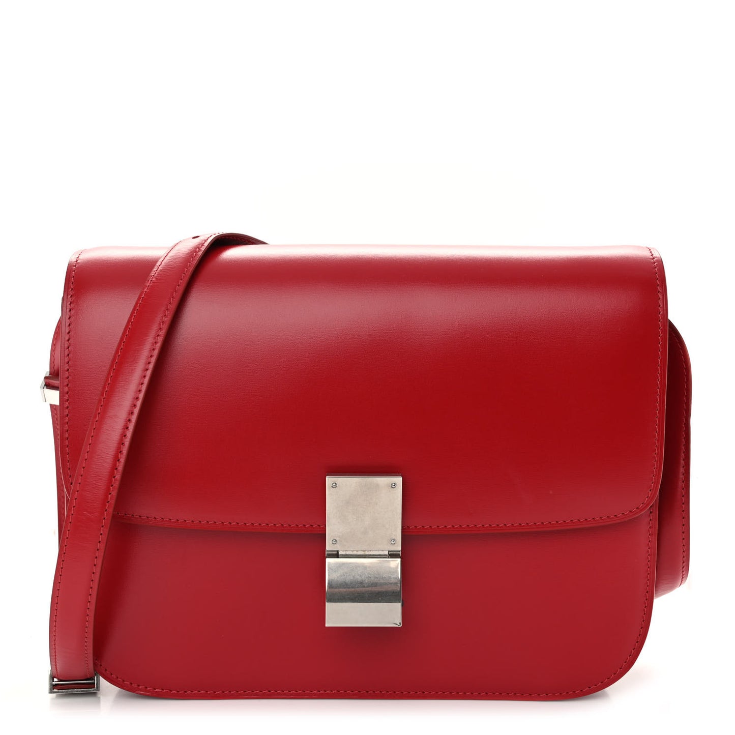Box Calfskin Medium Classic Box Flap Bag Red