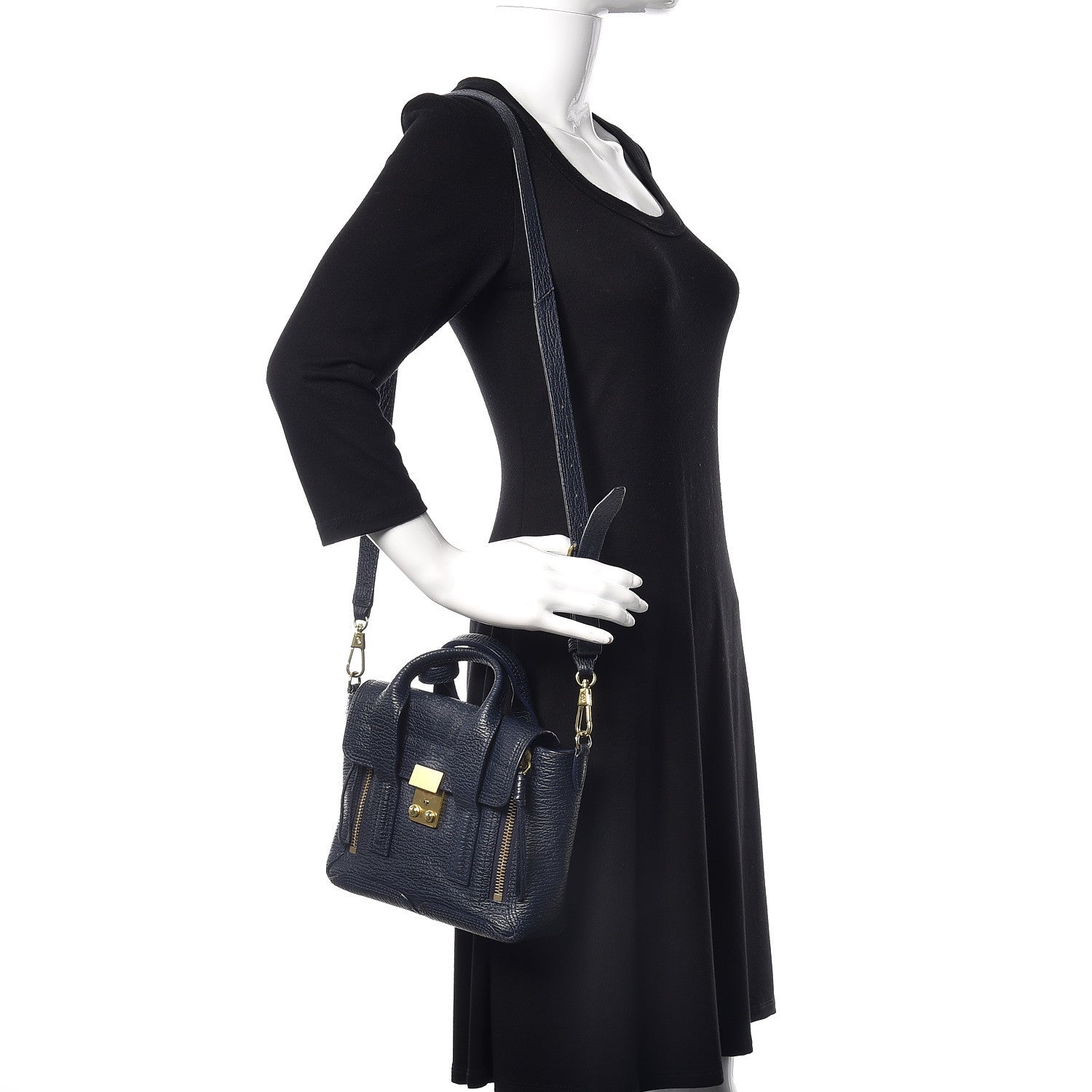3.1 Phillip Lim 3.1 Textured Calfskin Mini Pashli Satchel Ink 2 of 14