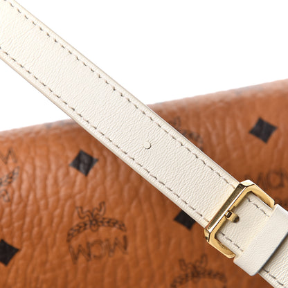 MCM Visetos Calfskin Small Patricia Crossbody Bag Cognac White 10 of 14