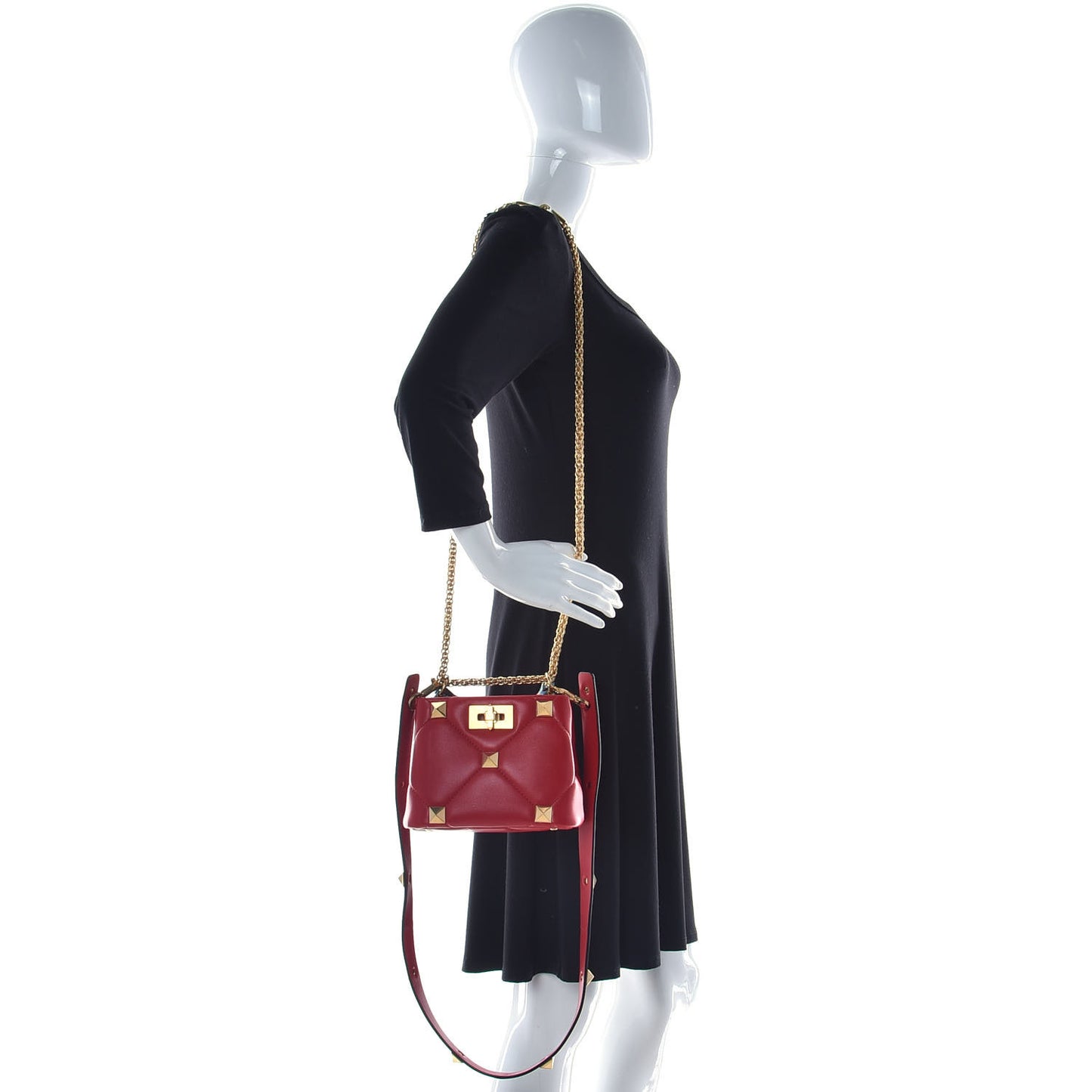 Nappa Mini Roman Stud The Handle Bag Rouge Pur