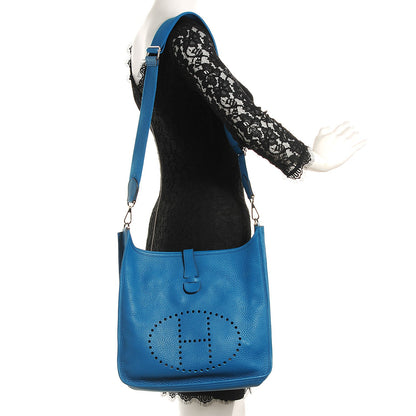 Hermes Taurillon Clemence Evelyne III GM Bleu Izmir 2 of 16