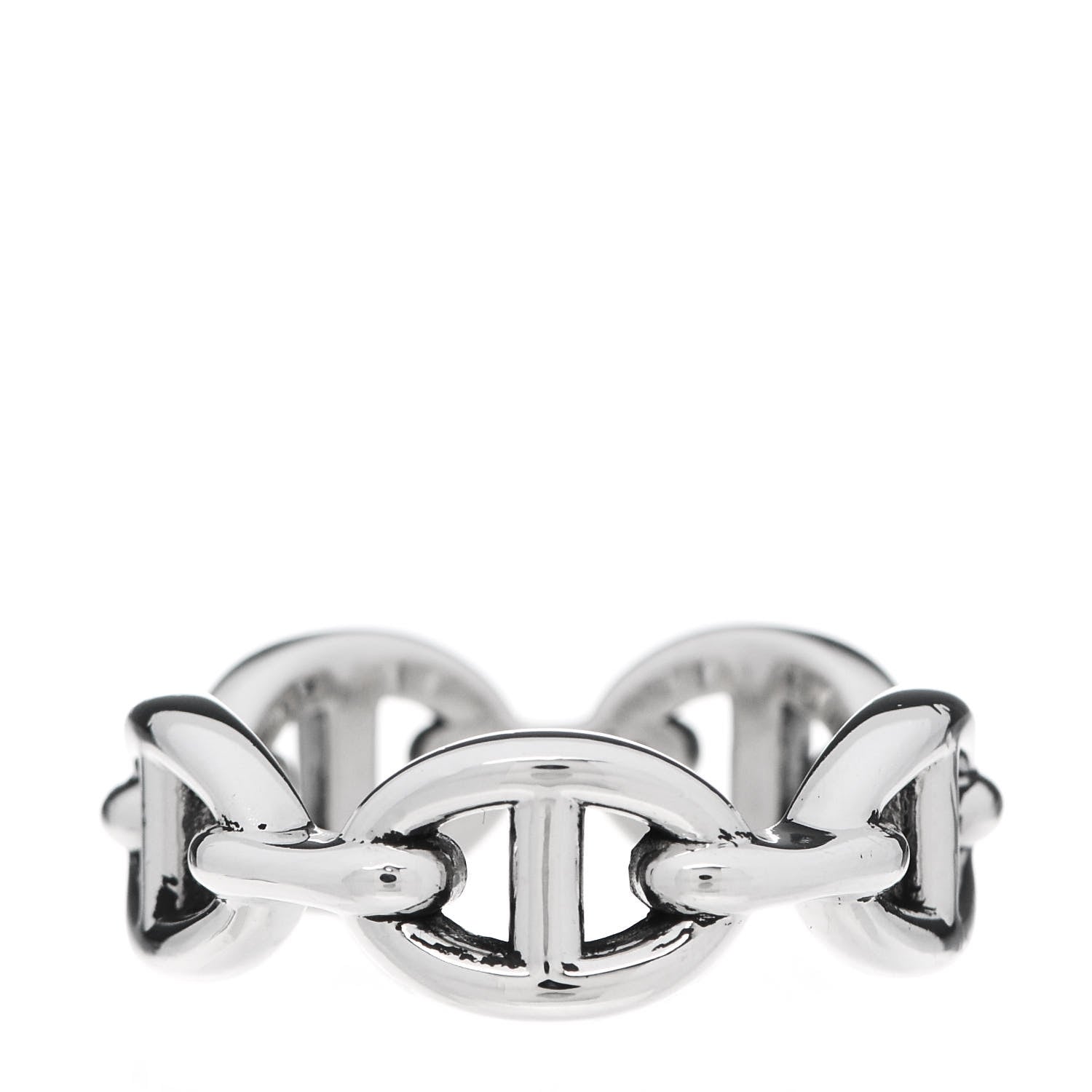 Hermes Sterling Silver PM Chaine d'Ancre Enchainee Band Ring 53 6.5 1 of 8