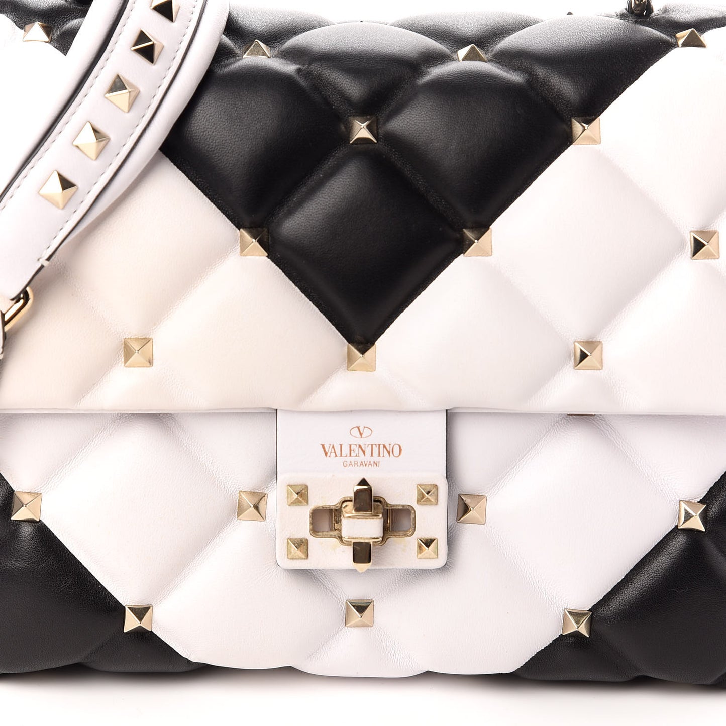 Nappa Medium Candystud Top Handle Bag White Black