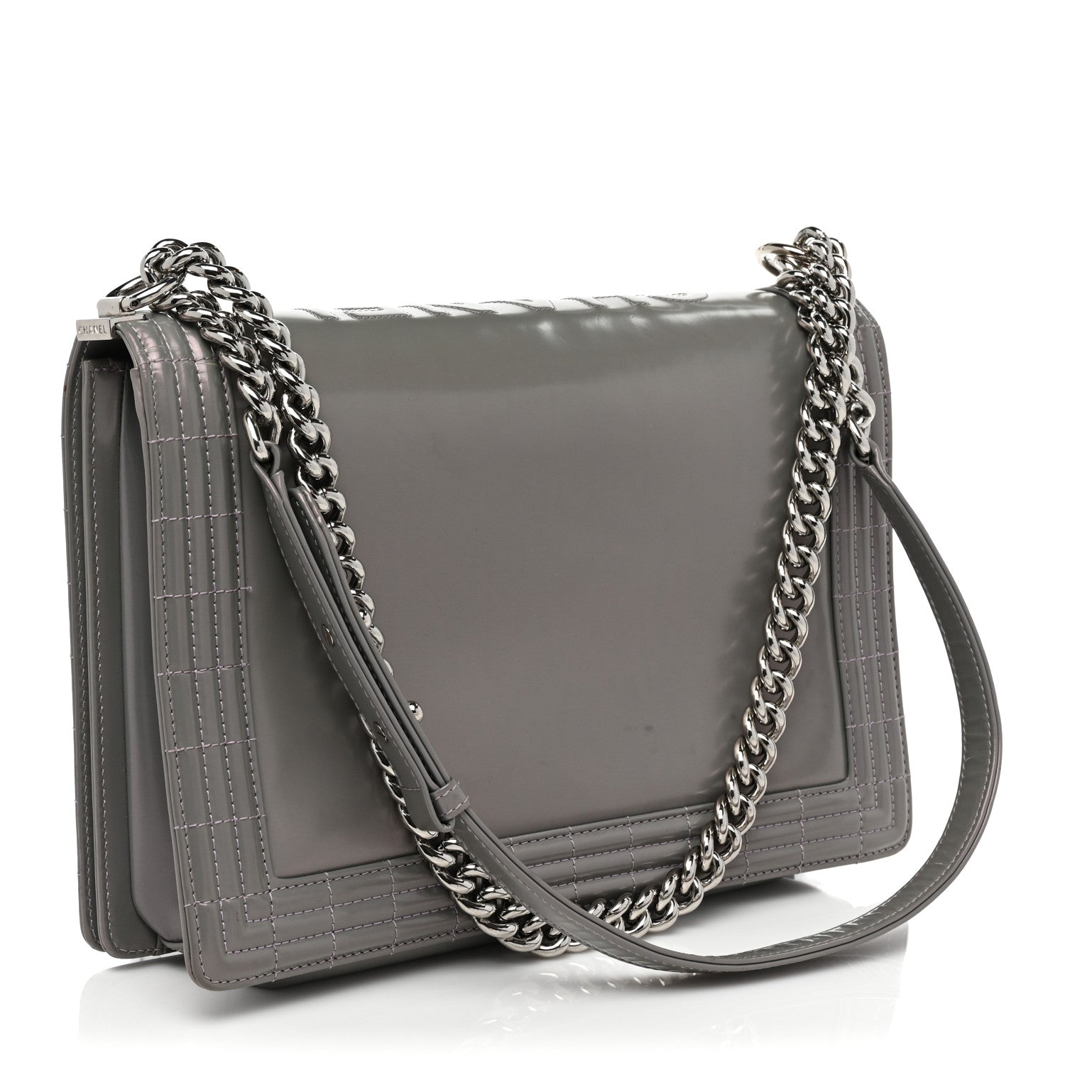 Chanel Glazed Calfskin Large Boy Flap Grey 2 of 18