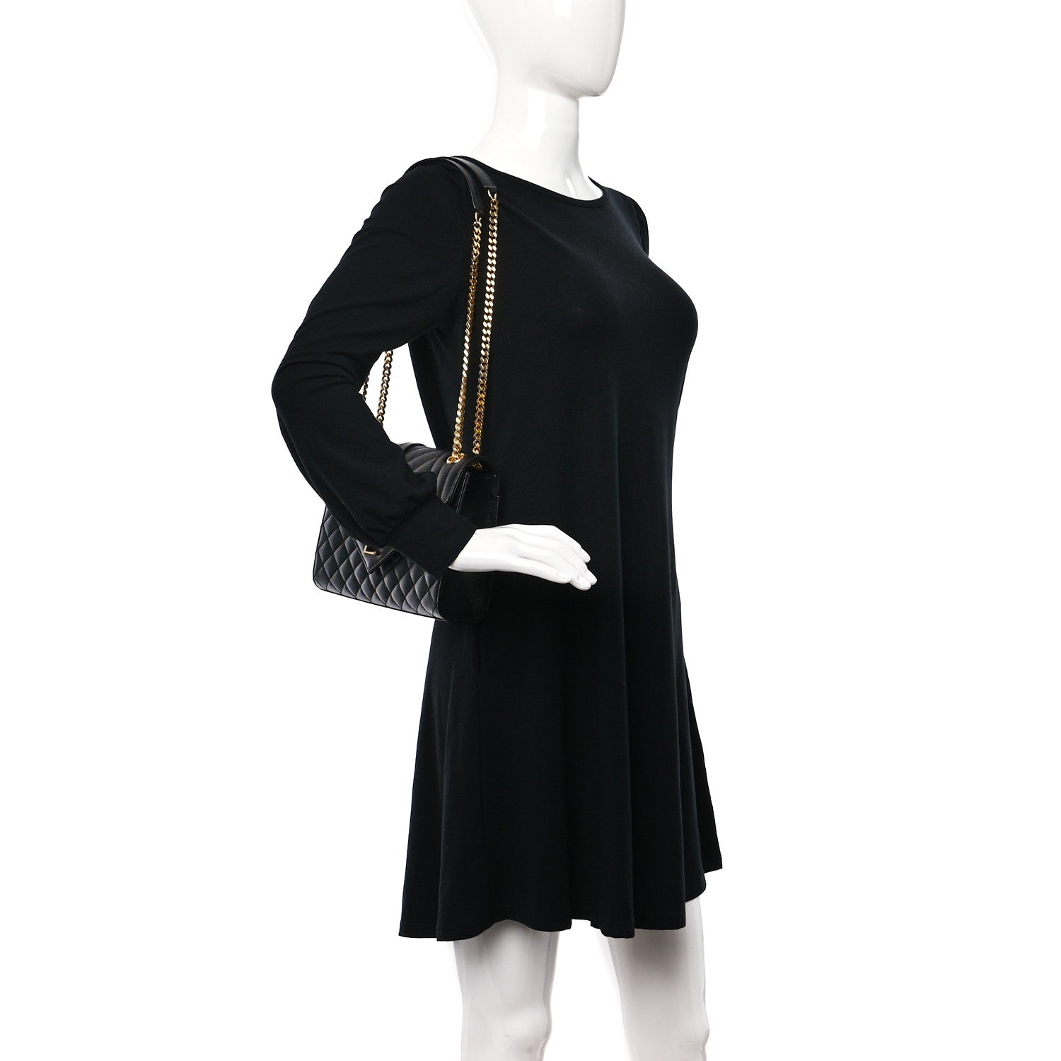 Saint Laurent Grain De Poudre Textured Mixed Matelasse Triquilt Medium Monogram Satchel Black 2 of 9