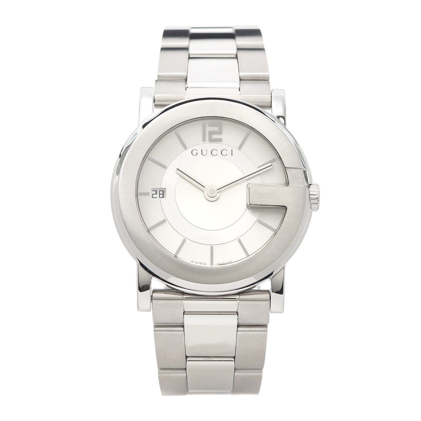 Stainless Steel 36mm G-Round Quartz Watch White