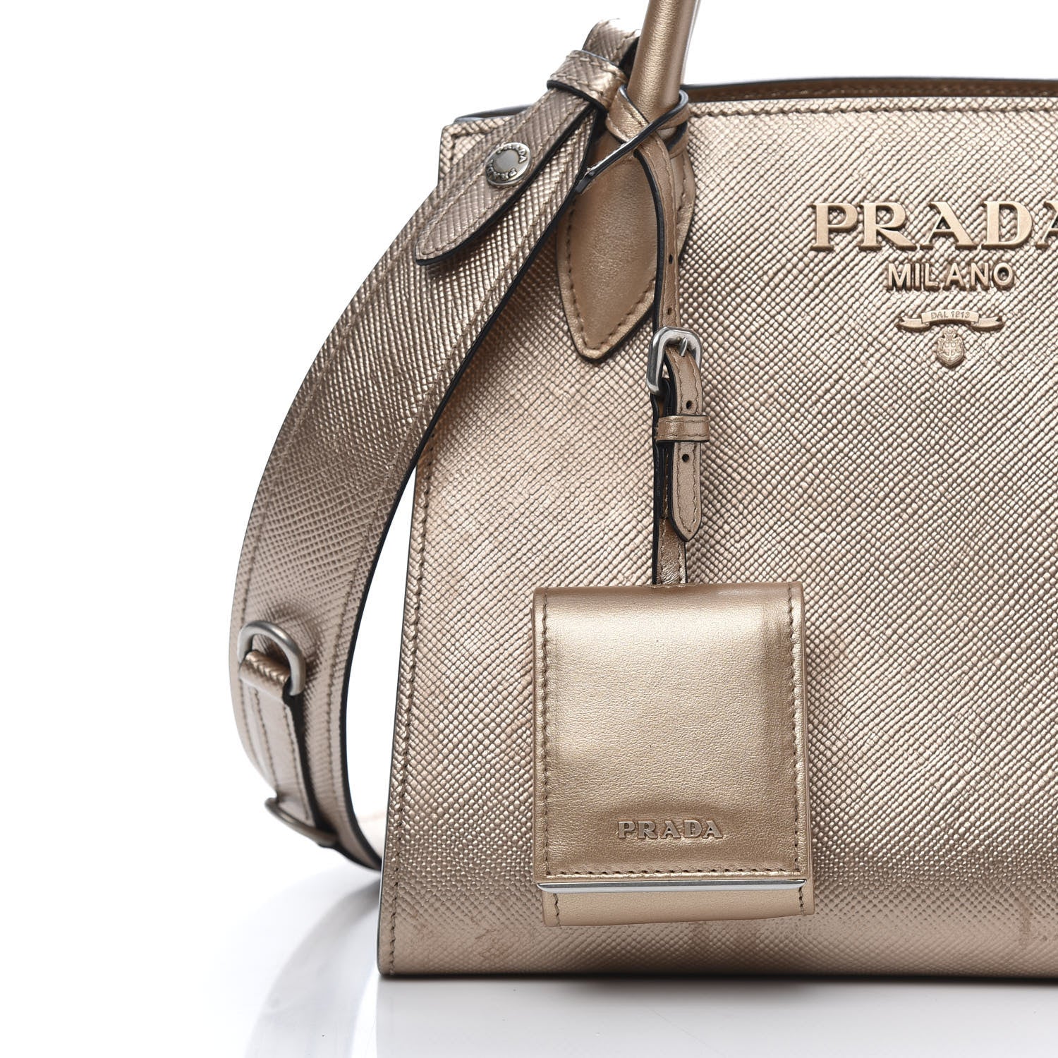 Prada Saffiano Cuir Calfskin Small Monochrome Top Handle Tote Quarzo Mordo 10 of 13