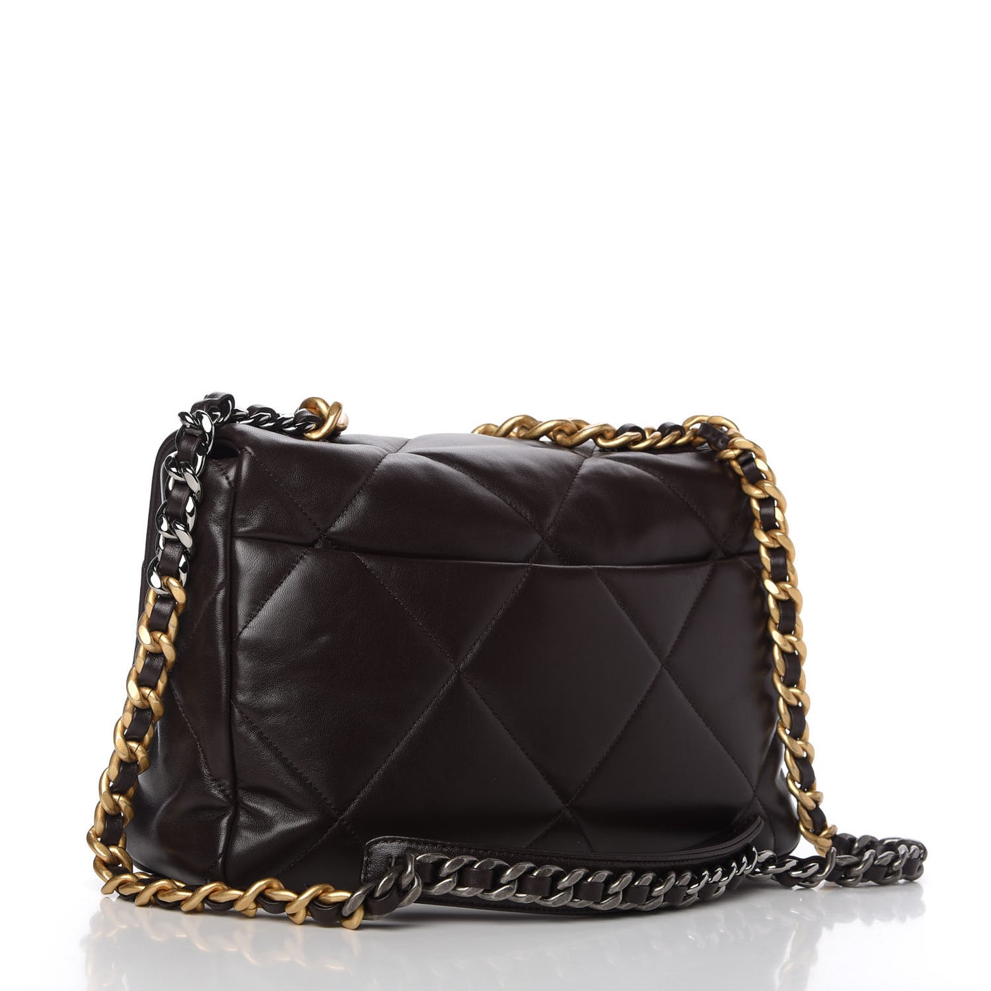 Lambskin Quilted Large Chanel 19 Flap Dark Brown