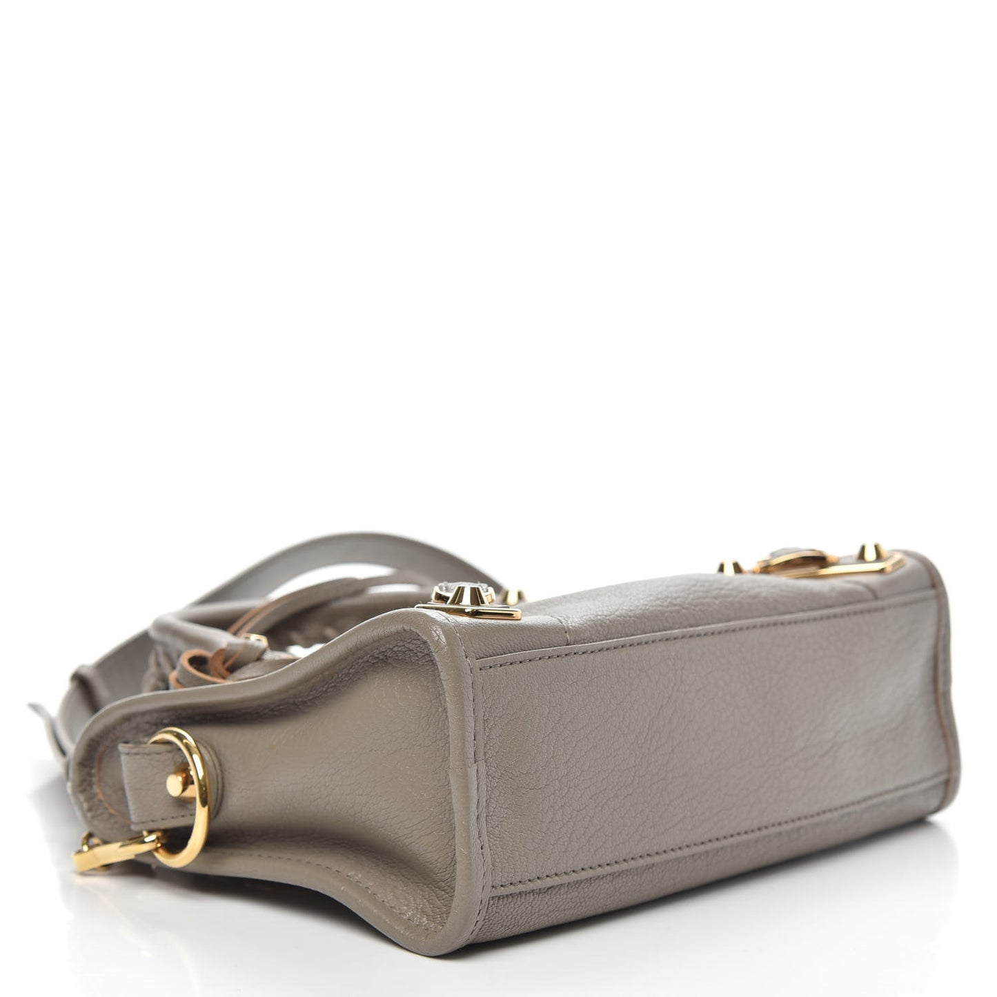 Chevre Gold Metallic Edge Hardware Mini City Gris Taupe