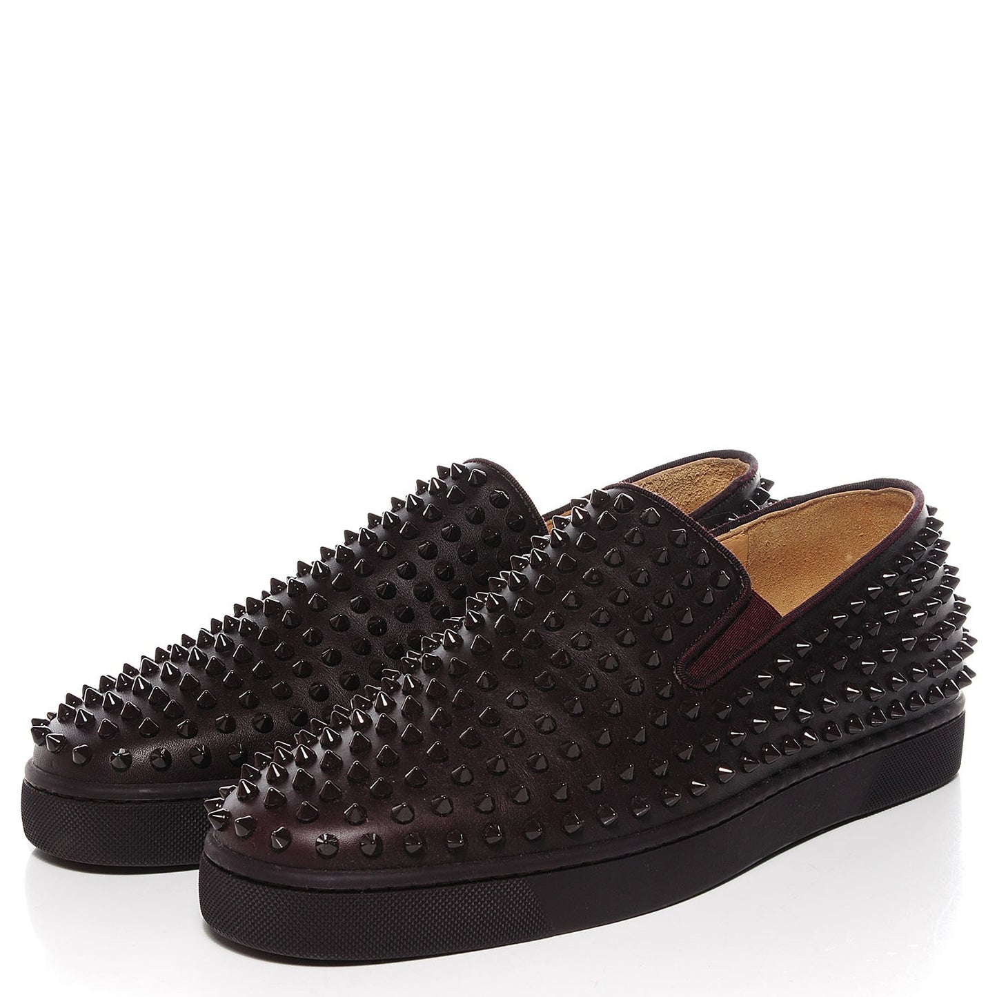 Mens Calfskin Spikes Roller Boat Flat 45 Cramoisi