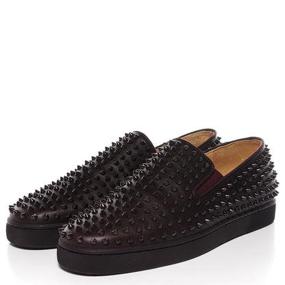 Christian Louboutin Mens Calfskin Spikes Roller Boat Flat 45 Cramoisi 3 of 7