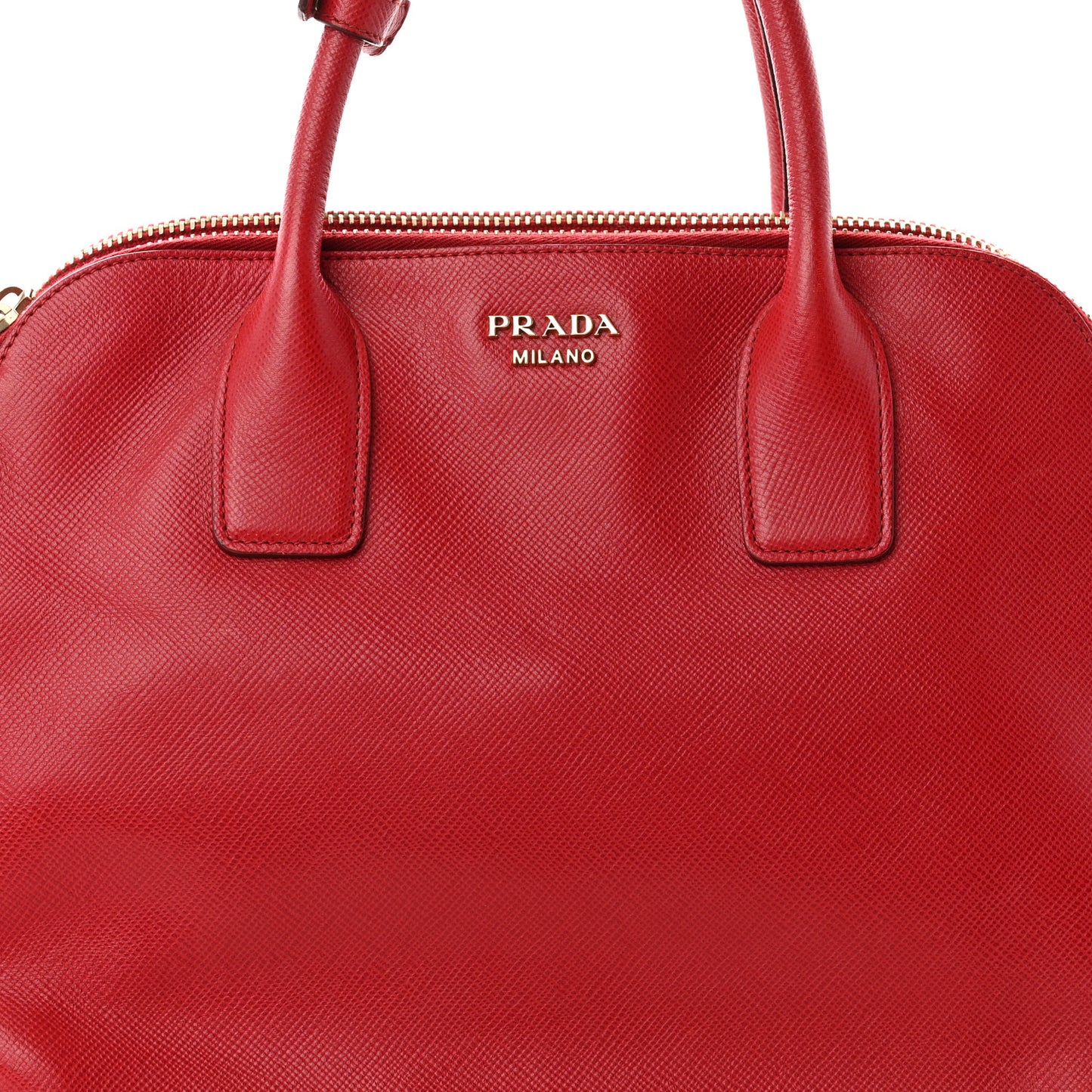 Saffiano Cuir Top Handle Dome Tote Rosso