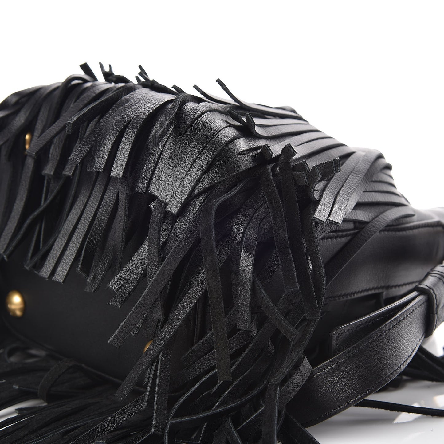 Calfskin Small Emmanuelle Fringe Hobo Bag Black