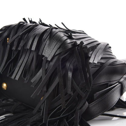 Saint Laurent Calfskin Small Emmanuelle Fringe Hobo Bag Black 9 of 11
