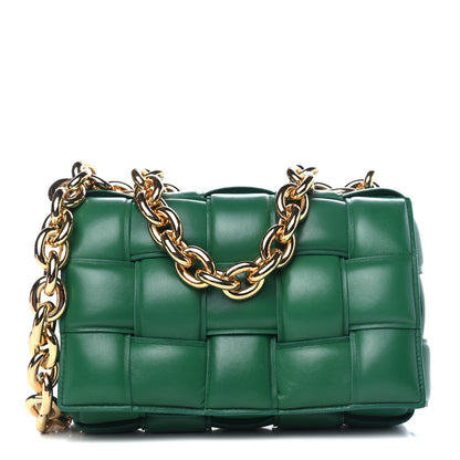 Bottega Veneta Lambskin Maxi Intreccio Padded Chain Cassette Crossbody Bag Racing Green 1 of 4
