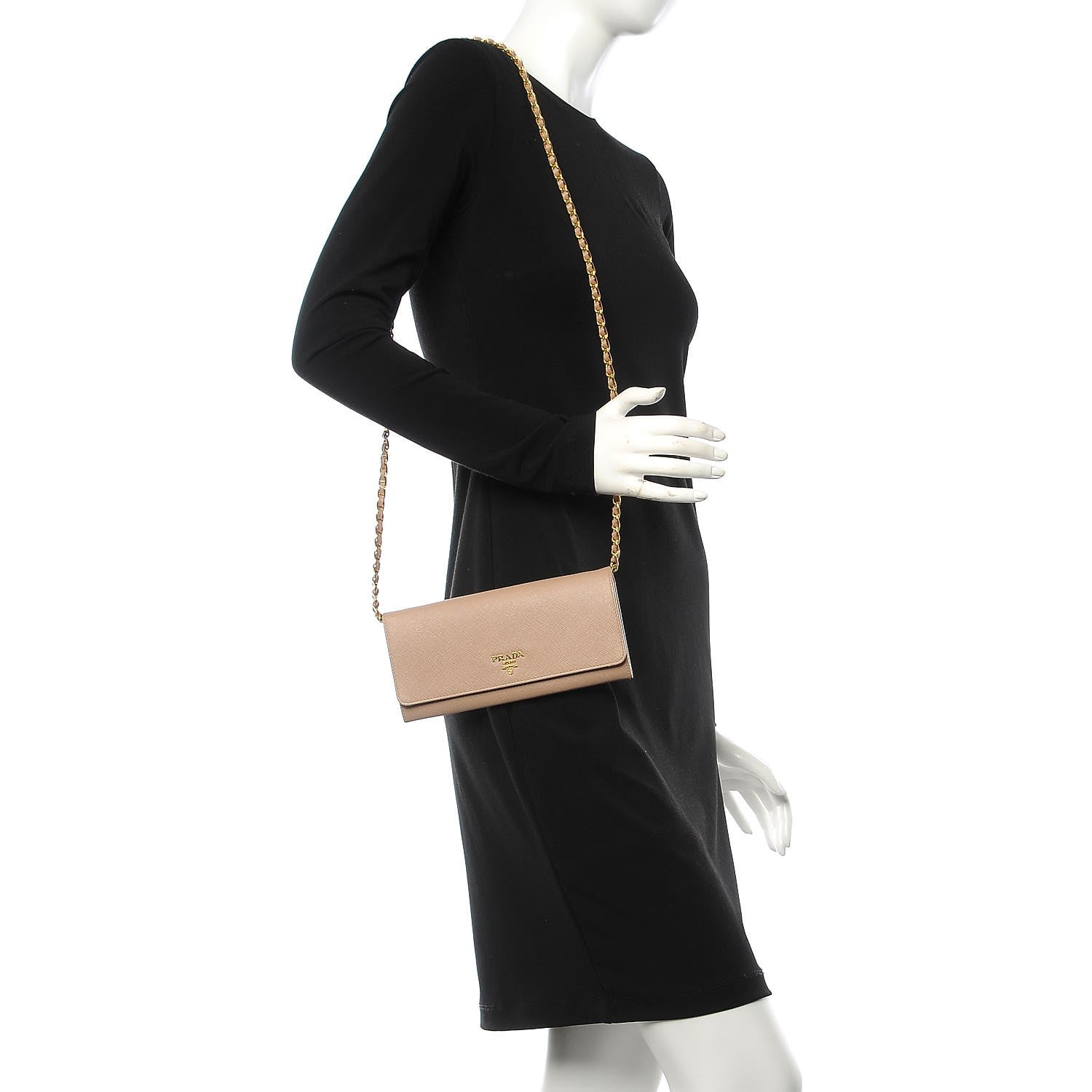 Prada Saffiano Metal Oro Chain Wallet Cammeo 2 of 7