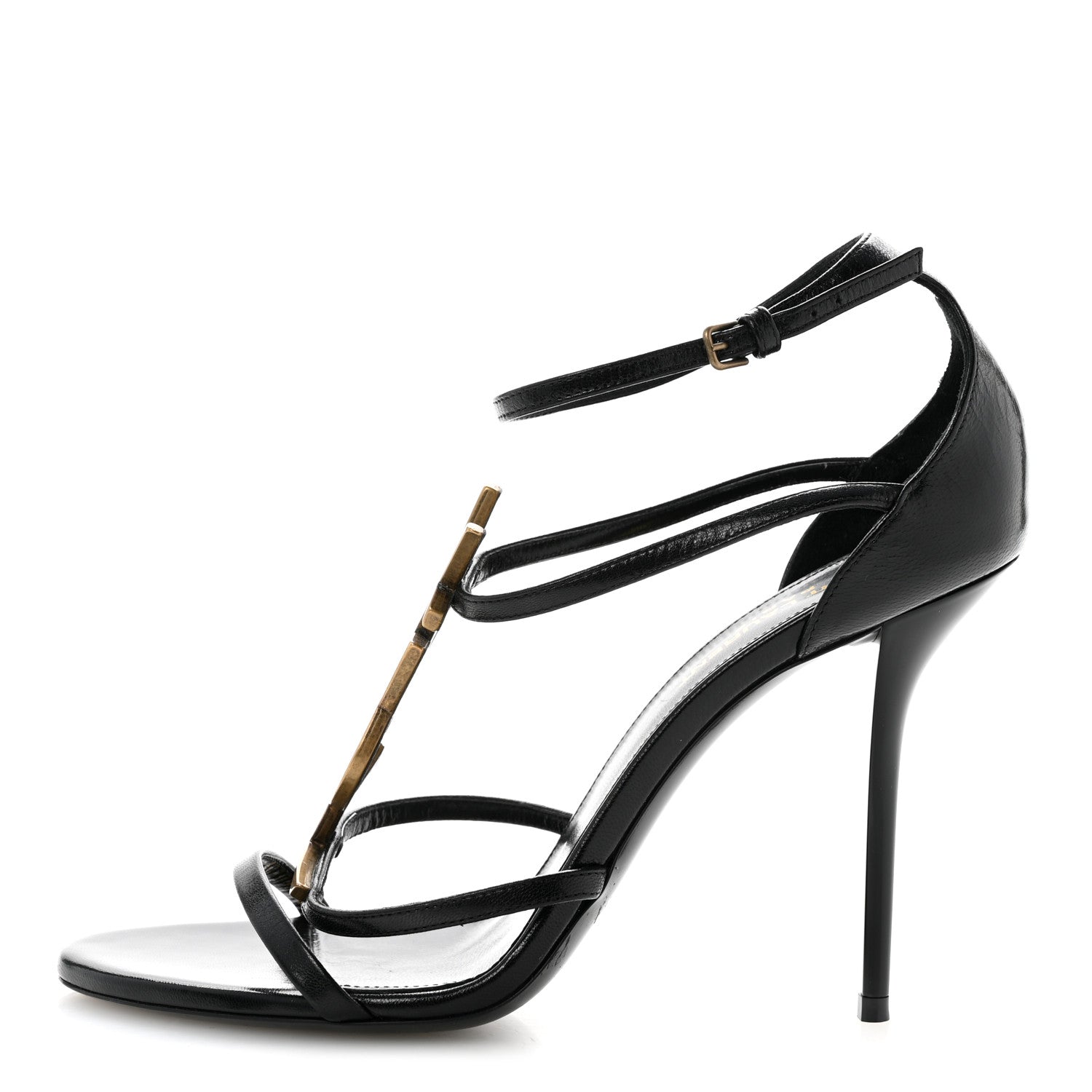 Saint Laurent Calfskin Cassandra 100 Sandals 40 Black 1 of 10