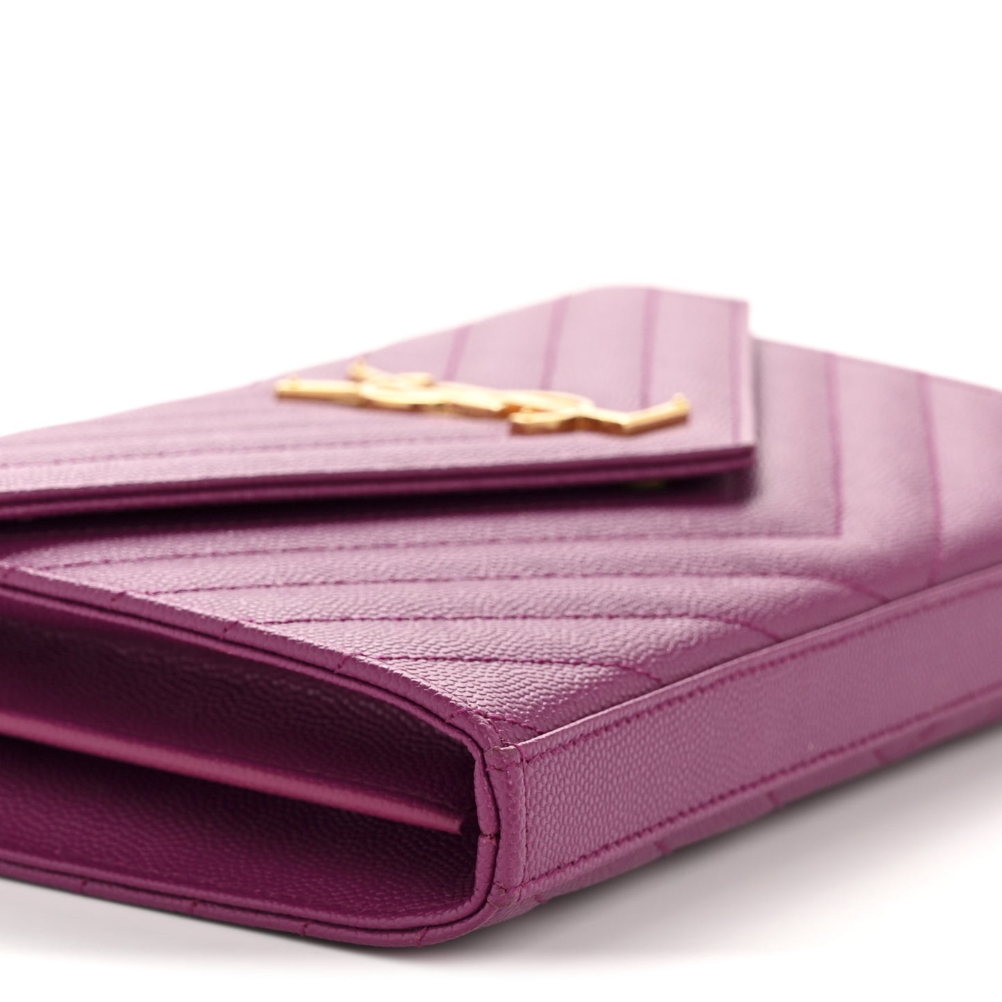 Grain De Poudre Matelasse Chevron Monogram Chain Wallet Dark Grape