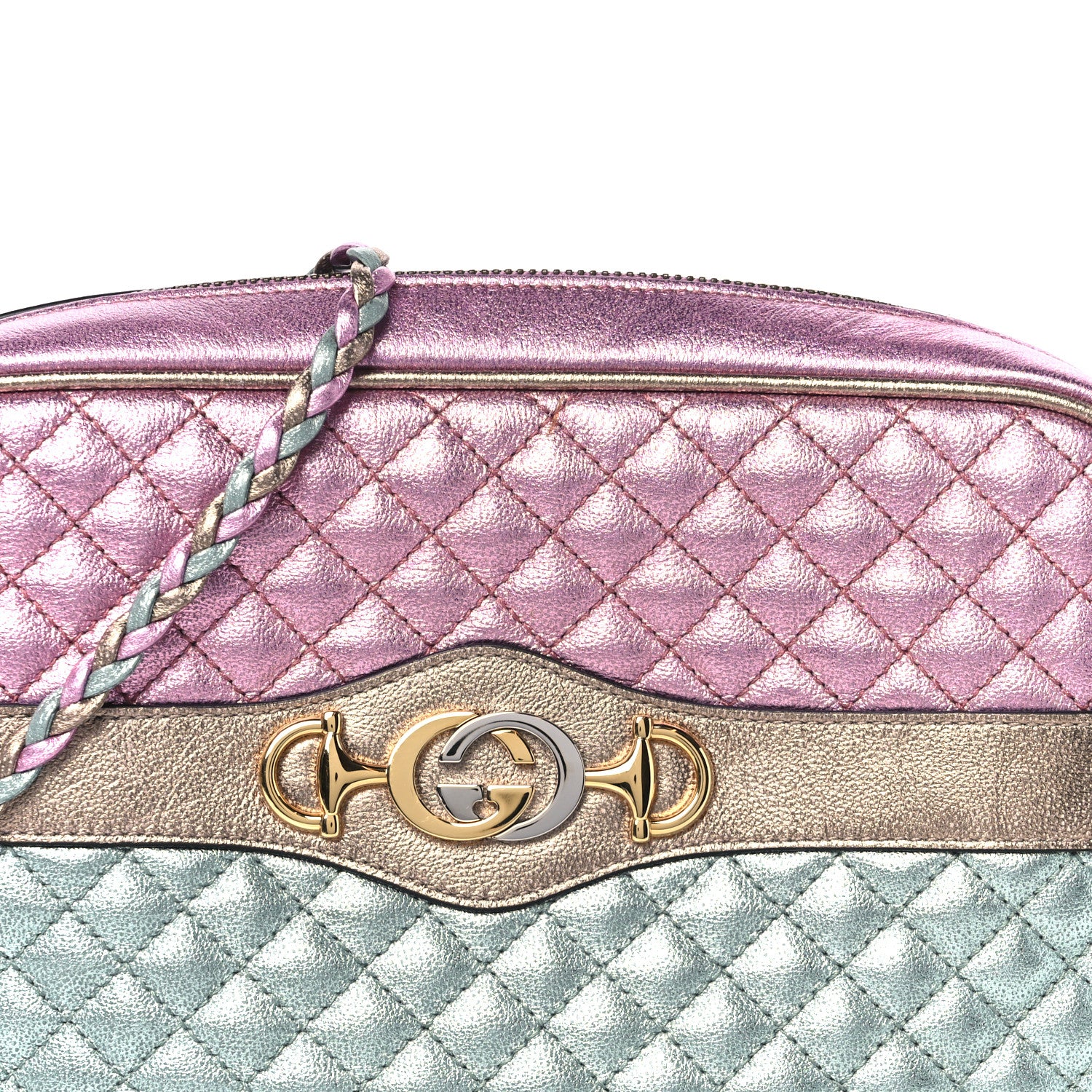 Gucci Laminated Nappa Trapuntata Small Zumi Shoulder Bag Rosa Lago Rame 9 of 11