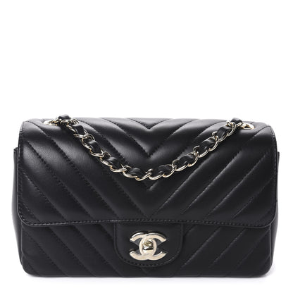 Chanel Lambskin Chevron Quilted Mini Rectangular Flap Black 1 of 11