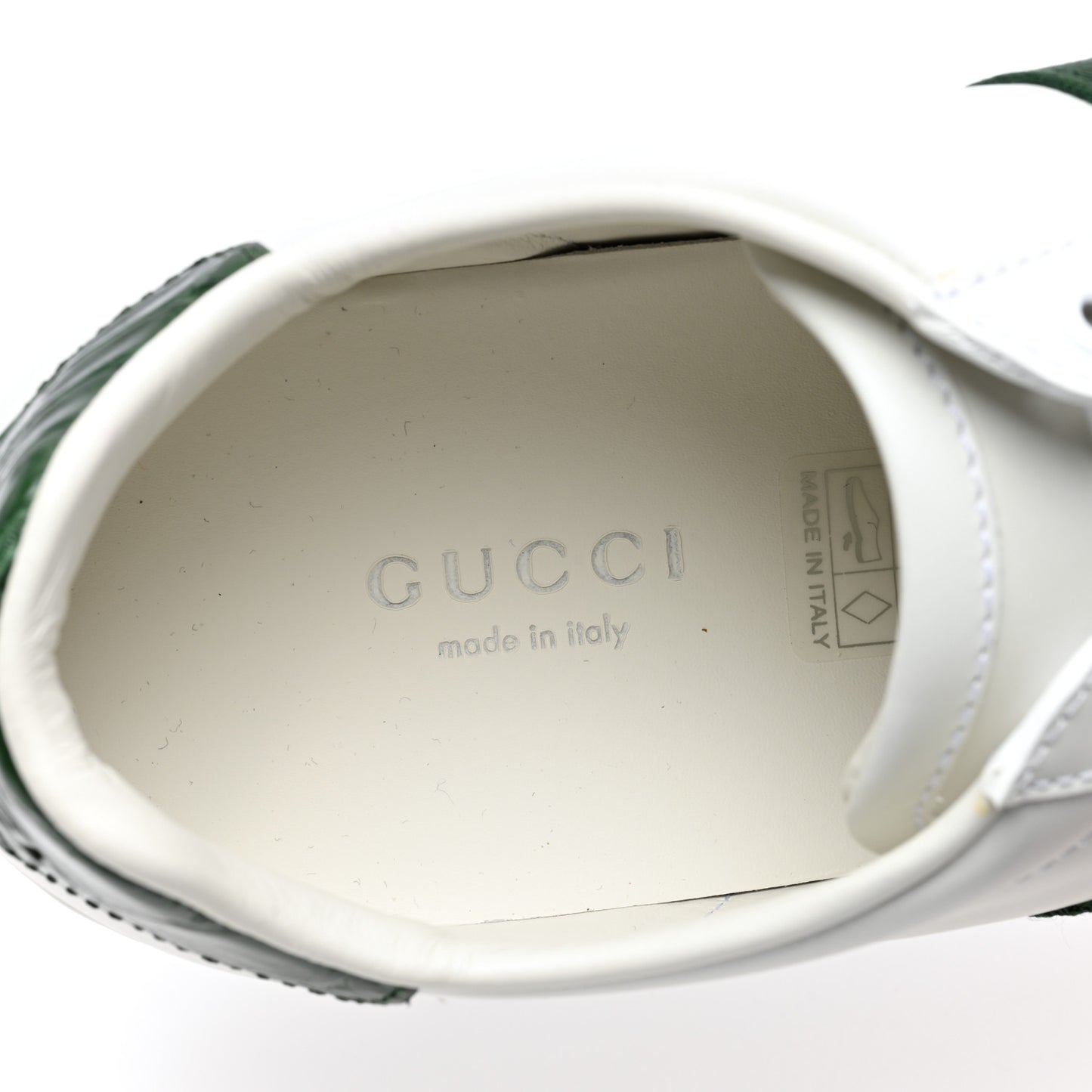 Calfskin Crocodile Web Womens Ace Sneakers 35 White Green
