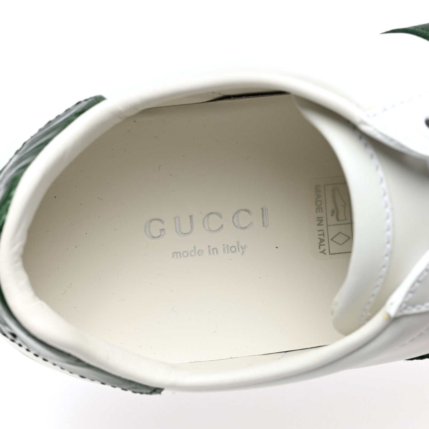 Gucci Calfskin Crocodile Web Womens Ace Sneakers 35 White Green 7 of 9