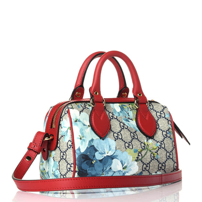 Gucci GG Supreme Monogram Blooms Mini Boston Navy Blue Hibiscus 4 of 10