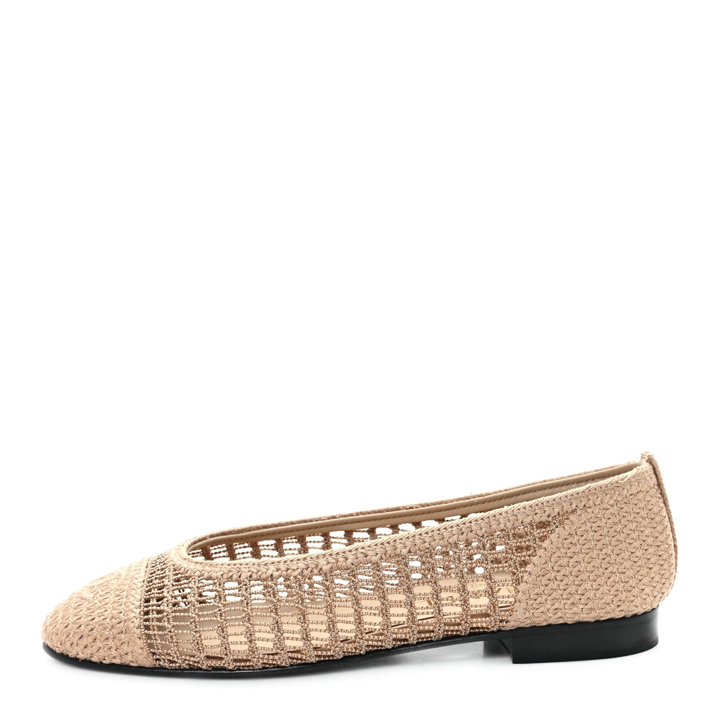 Raffia Cap Toe Ballerina Flats 37.5 Beige