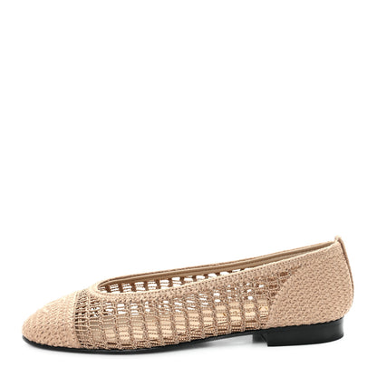 Chanel Raffia Cap Toe Ballerina Flats 37.5 Beige 1 of 9