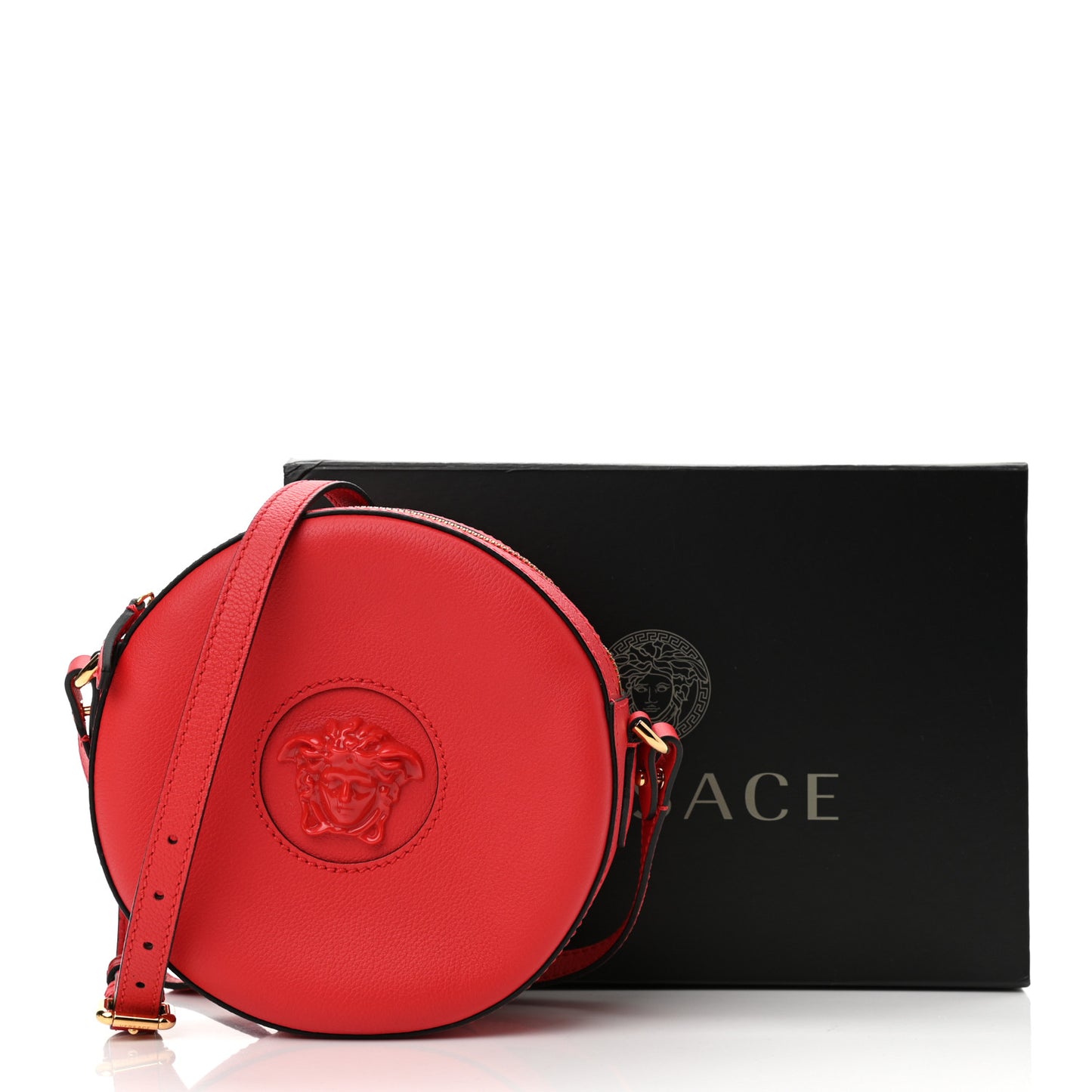 Calfskin La Medusa Round Camera Bag Red