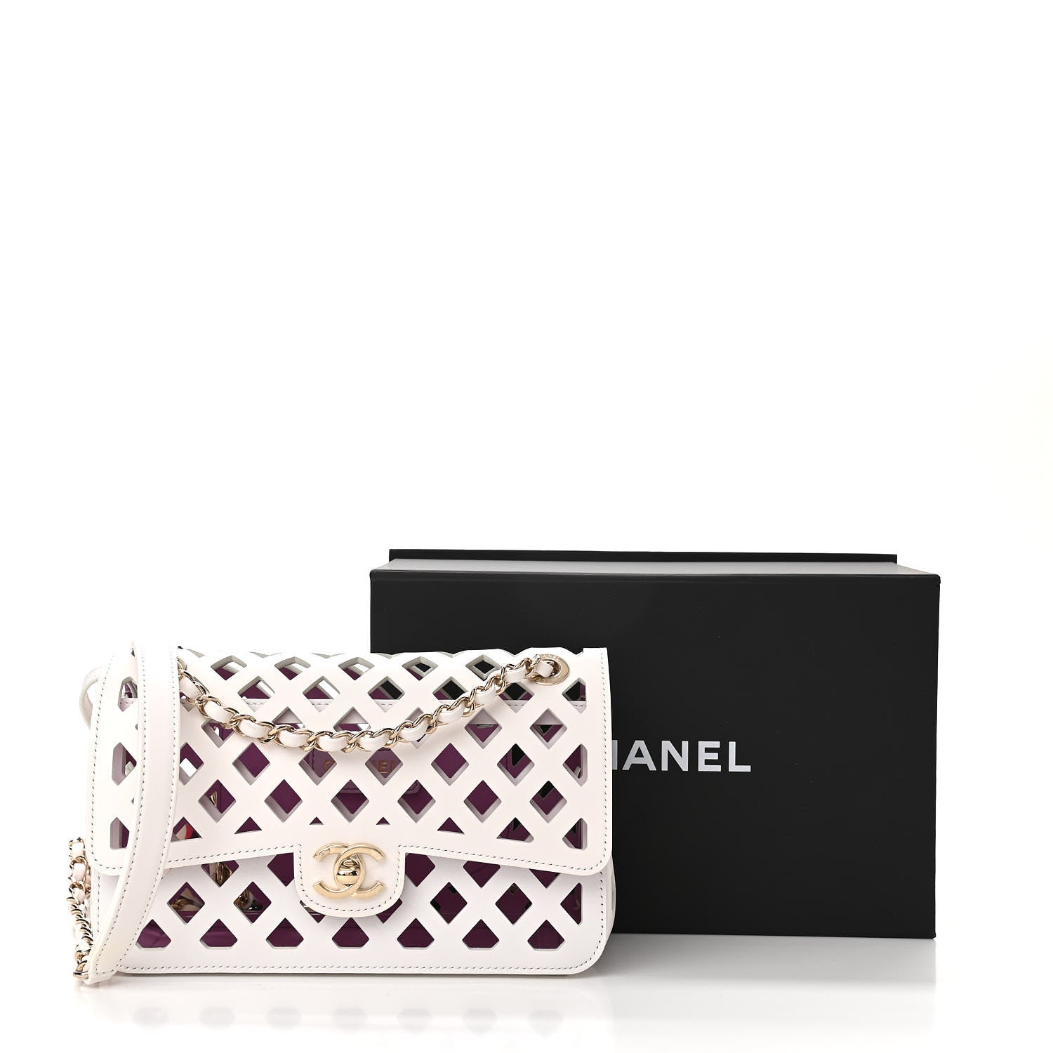 Chanel Lambskin Small Sea Through Flap White Multicolor 12 of 12