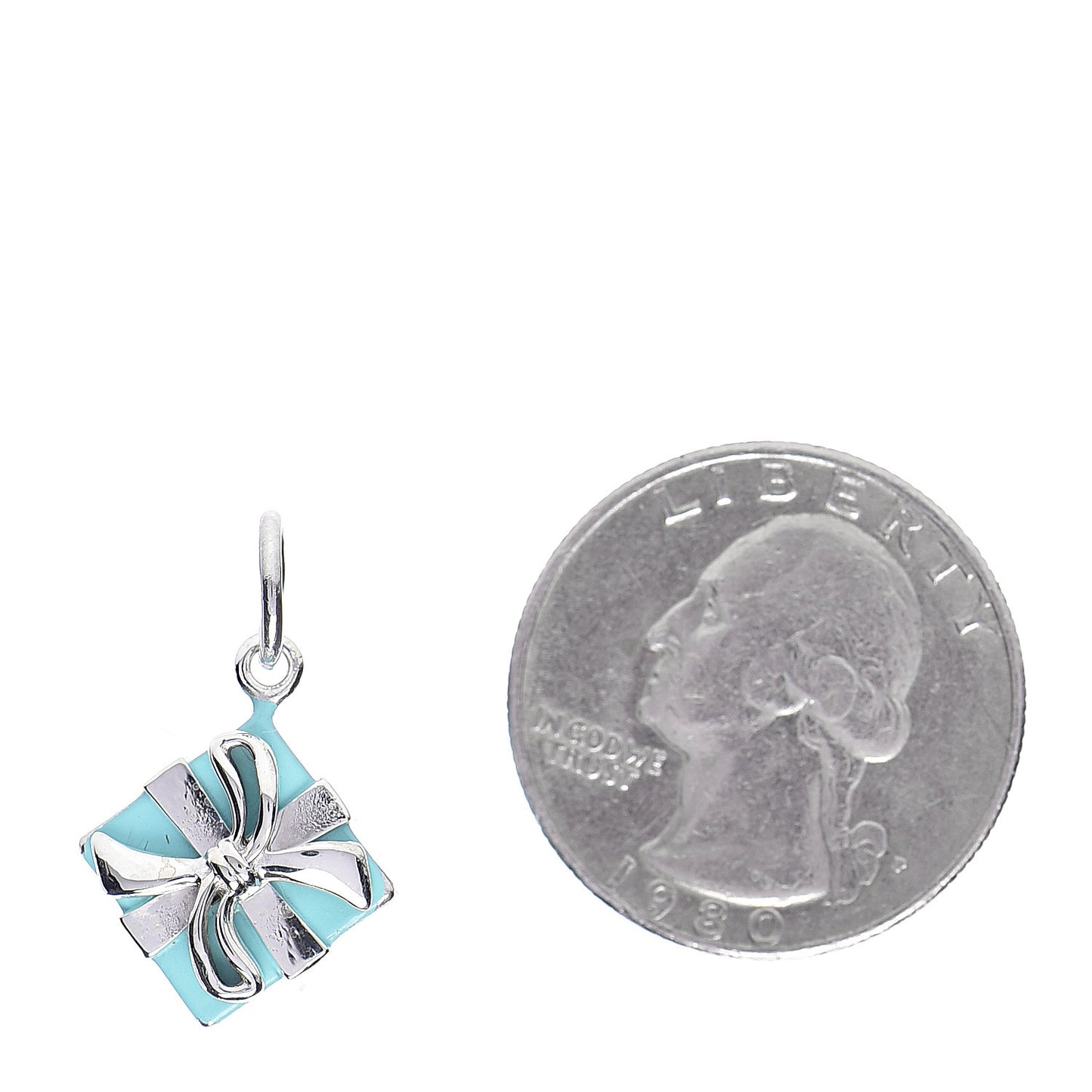 Sterling Silver Enamel Gift Box Charm Blue