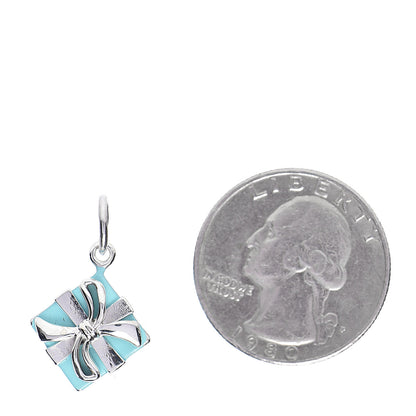 Tiffany Sterling Silver Enamel Gift Box Charm Blue 2 of 3