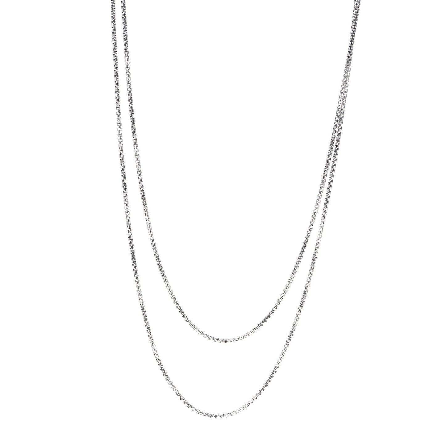 Sterling Silver 14K Yellow Gold 2.7mm Box Chain Necklace 72"