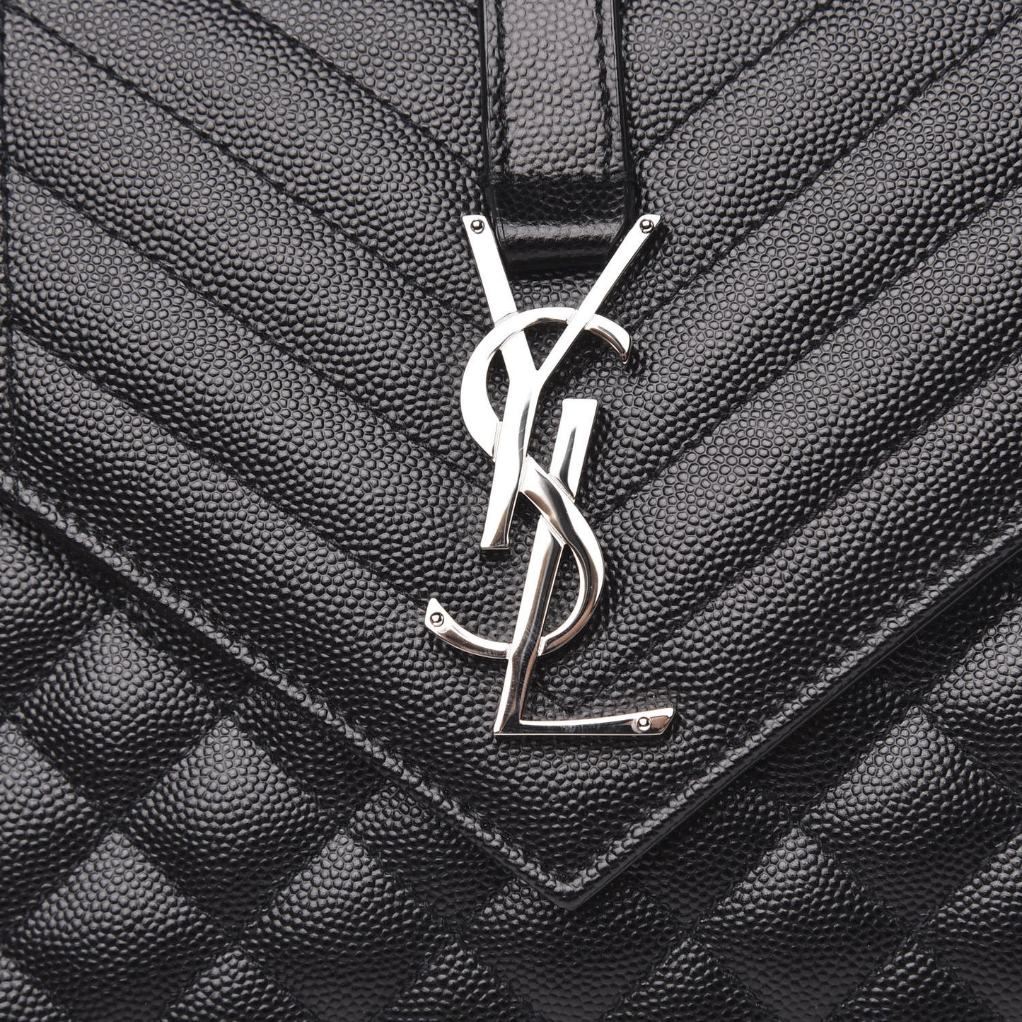 Grain De Poudre Textured Mixed Matelasse Triquilt Medium Monogram Satchel Black