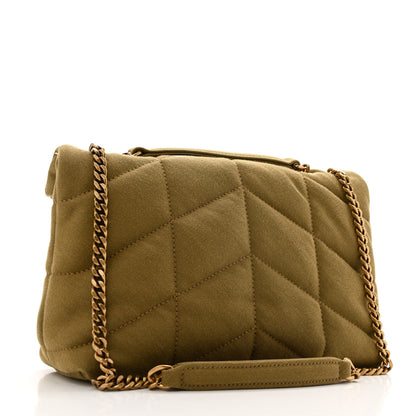 Saint Laurent Canvas Quilted Toy Loulou Puffer Monogram Chain Satchel Fir Green 3 of 11