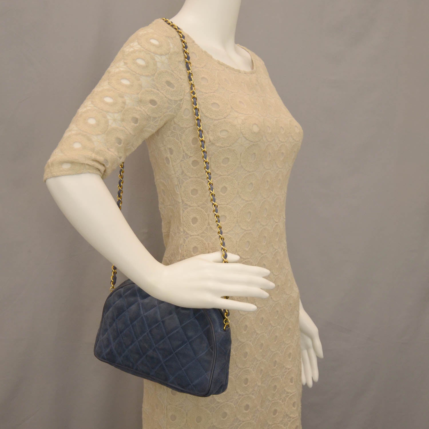 Chanel Suede Tassel Bag Blue 2 of 8