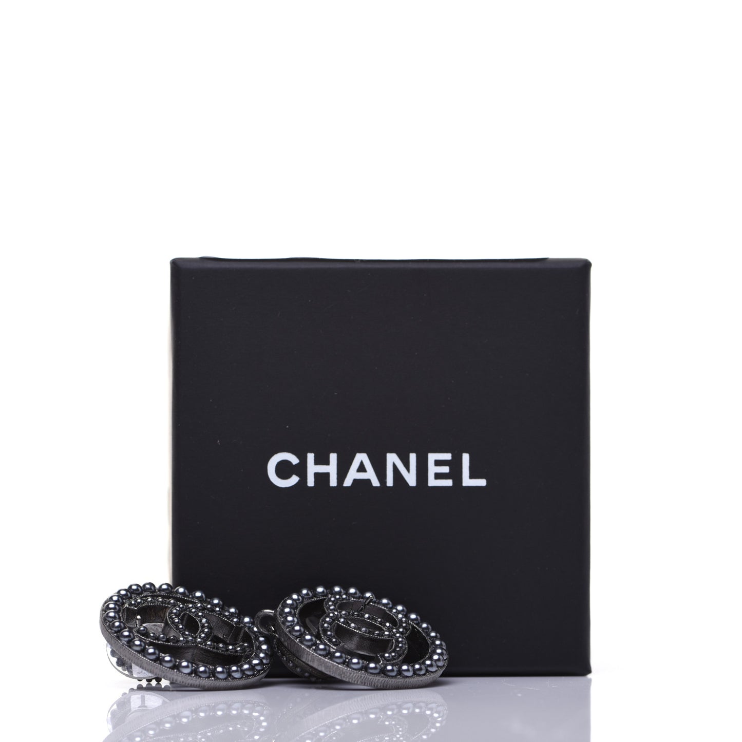 Ruthenium Beaded CC Drop Earrings Dark Grey