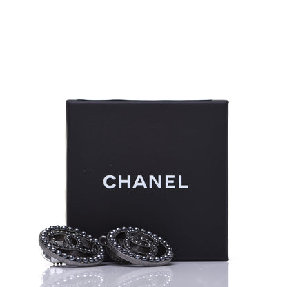Chanel Ruthenium Beaded CC Drop Earrings Dark Grey 9 of 9