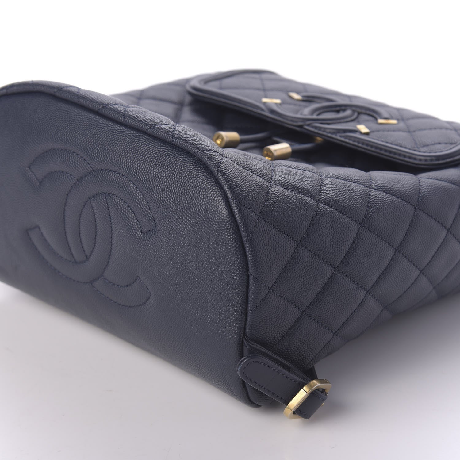 Chanel Caviar Quilted Filigree Backpack Navy 6 of 10