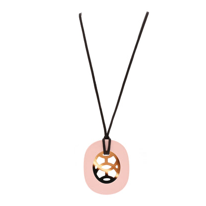 Hermes Buffalo Horn Lacquer Lift Necklace Rose Candeur 3 of 8