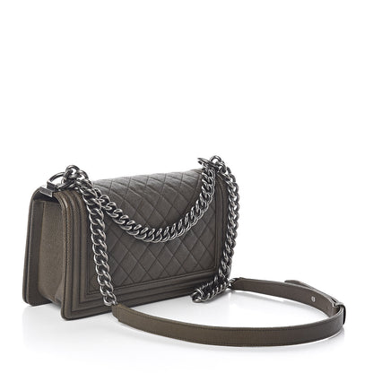 Chanel Caviar Quilted Medium Boy Flap Khaki 3 of 11