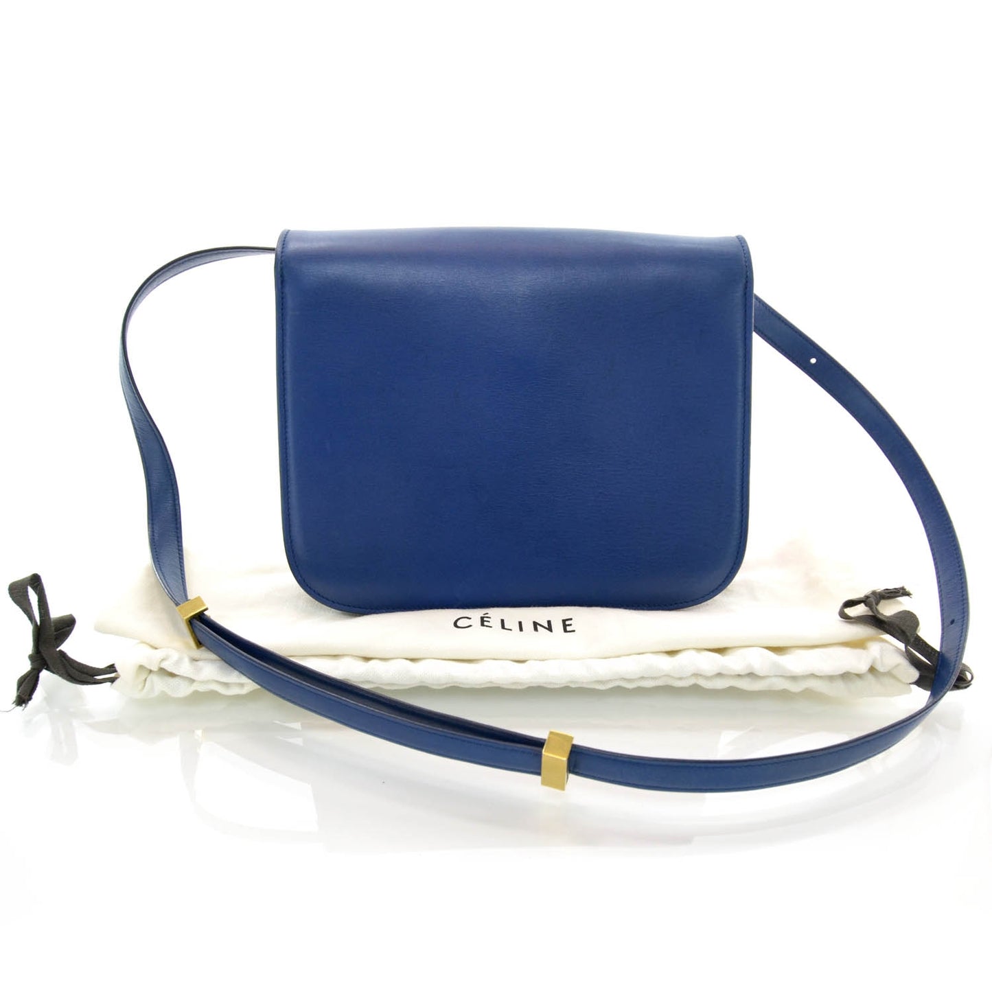 Leather Medium Classic Box Flap Bag Blue