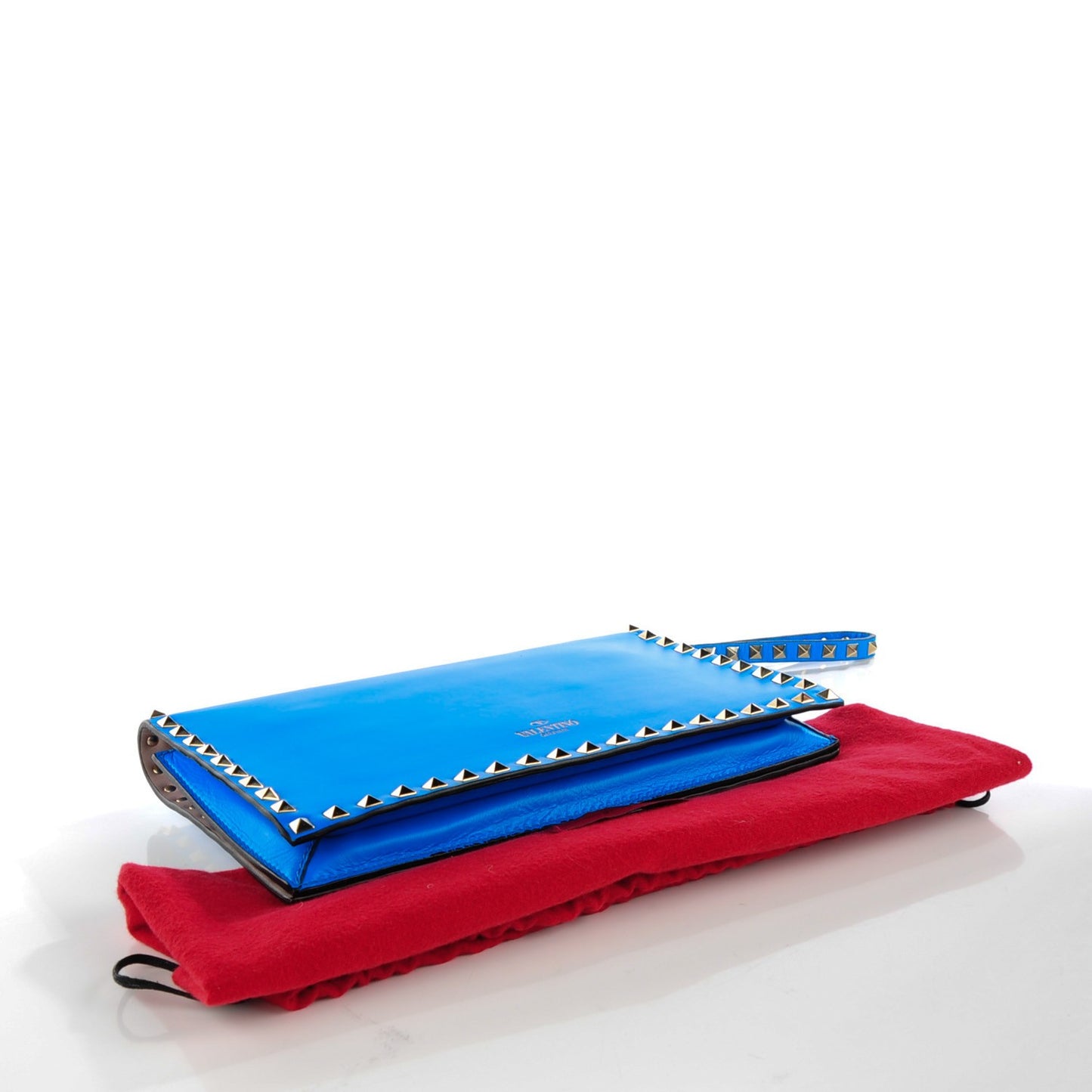 Nappa Rockstud Wristlet Clutch Blue Fluo