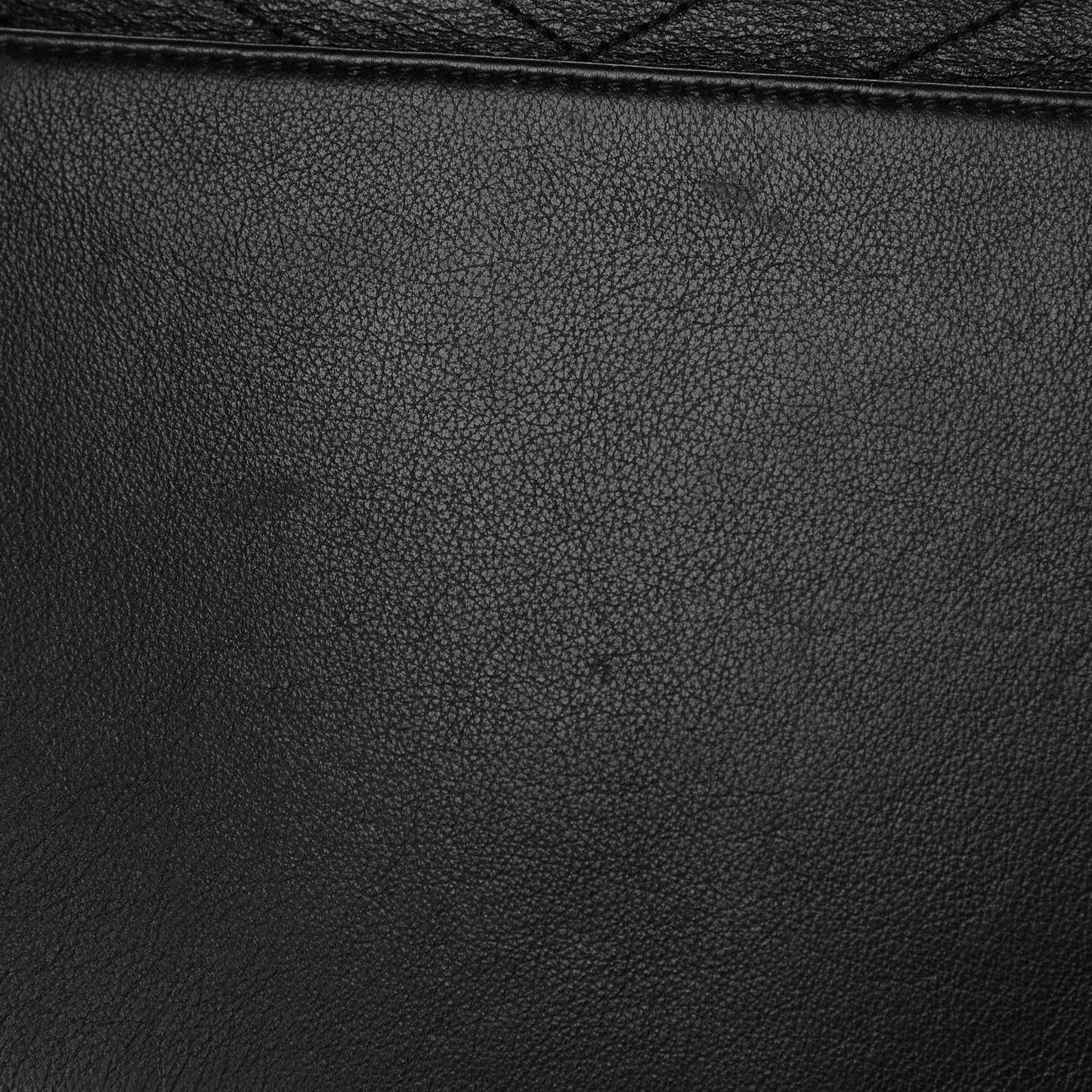 Calfskin Stitched Large Chevron Chic Shopping Bag Black
